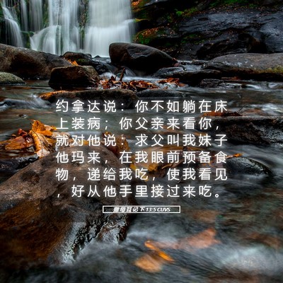 Picture 05 - 撒 母 耳 记 下 13:5 CUVS - 约 拿 达 说 ： 你 不 如 躺 在 床 上 - Bible Verse Picture