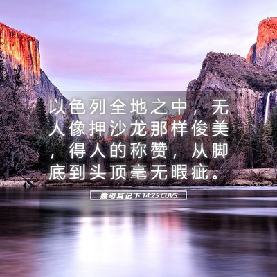 Picture 05 - 撒 母 耳 记 下 14:25 CUVS - 以 色 列 全 地 之 中 ， 无 人 像 押 - Bible Verse Picture