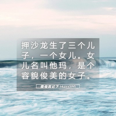 Picture 05 - 撒 母 耳 记 下 14:27 CUVS - 押 沙 龙 生 了 三 个 儿 子 ， 一 个 - Bible Verse Picture