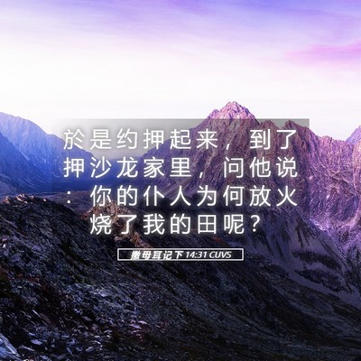 Picture 05 - 撒 母 耳 记 下 14:31 CUVS - 於 是 约 押 起 来 ， 到 了 押 沙 龙 - Bible Verse Picture