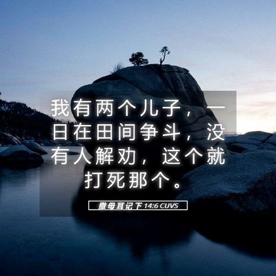 Picture 05 - 撒 母 耳 记 下 14:6 CUVS - 我 有 两 个 儿 子 ， 一 日 在 田 间 - Bible Verse Picture