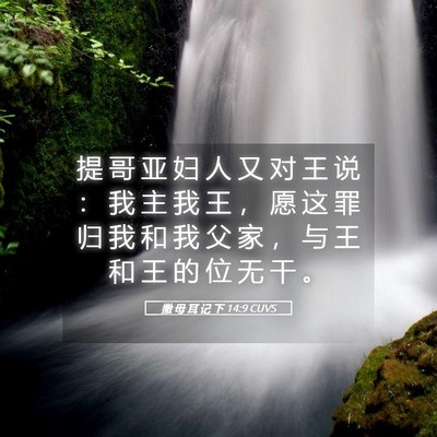 Picture 05 - 撒 母 耳 记 下 14:9 CUVS - 提 哥 亚 妇 人 又 对 王 说 ： 我 主 - Bible Verse Picture