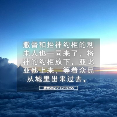 Picture 05 - 撒 母 耳 记 下 15:24 CUVS - 撒 督 和 抬 神 约 柜 的 利 未 人 也 - Bible Verse Picture