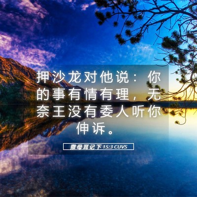Picture 05 - 撒 母 耳 记 下 15:3 CUVS - 押 沙 龙 对 他 说 ： 你 的 事 有 情 - Bible Verse Picture