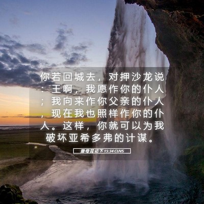 Picture 05 - 撒 母 耳 记 下 15:34 CUVS - 你 若 回 城 去 ， 对 押 沙 龙 说 ： - Bible Verse Picture