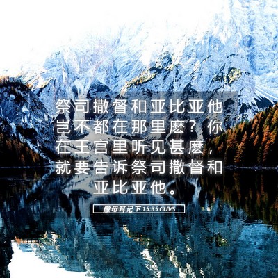 Picture 05 - 撒 母 耳 记 下 15:35 CUVS - 祭 司 撒 督 和 亚 比 亚 他 岂 不 都 - Bible Verse Picture