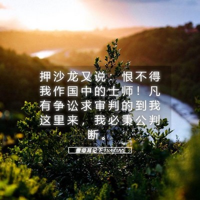 Picture 05 - 撒 母 耳 记 下 15:4 CUVS - 押 沙 龙 又 说 ： 恨 不 得 我 作 国 - Bible Verse Picture