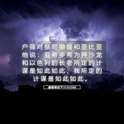 Picture 05 - 撒 母 耳 记 下 17:15 CUVS - 户 筛 对 祭 司 撒 督 和 亚 比 亚 他 - Bible Verse Picture