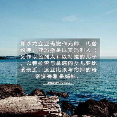 Picture 05 - 撒 母 耳 记 下 17:25 CUVS - 押 沙 龙 立 亚 玛 撒 作 元 帅 ， 代 - Bible Verse Picture