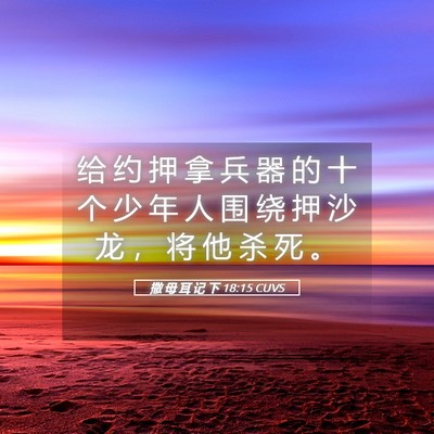 Picture 05 - 撒 母 耳 记 下 18:15 CUVS - 给 约 押 拿 兵 器 的 十 个 少 年 人 - Bible Verse Picture