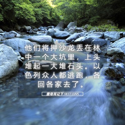 Picture 05 - 撒 母 耳 记 下 18:17 CUVS - 他 们 将 押 沙 龙 丢 在 林 中 一 个 - Bible Verse Picture