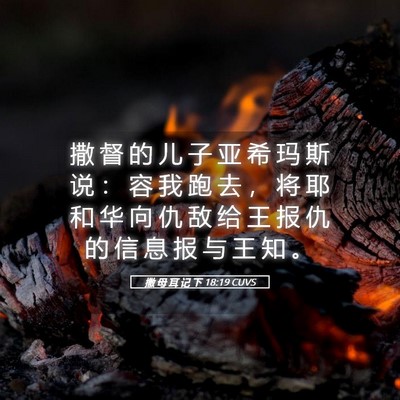 Picture 05 - 撒 母 耳 记 下 18:19 CUVS - 撒 督 的 儿 子 亚 希 玛 斯 说 ： 容 - Bible Verse Picture