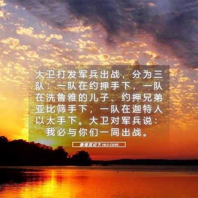 Picture 05 - 撒 母 耳 记 下 18:2 CUVS - 大 卫 打 发 军 兵 出 战 ， 分 为 三 - Bible Verse Picture