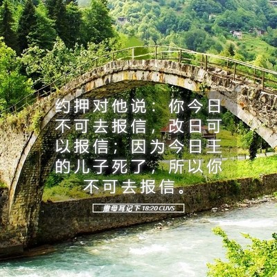 Picture 05 - 撒 母 耳 记 下 18:20 CUVS - 约 押 对 他 说 ： 你 今 日 不 可 去 - Bible Verse Picture