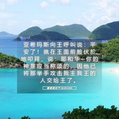 Picture 05 - 撒 母 耳 记 下 18:28 CUVS - 亚 希 玛 斯 向 王 呼 叫 说 ： 平 安 - Bible Verse Picture