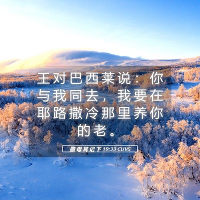Picture 05 - 撒 母 耳 记 下 19:33 CUVS - 王 对 巴 西 莱 说 ： 你 与 我 同 去 - Bible Verse Picture