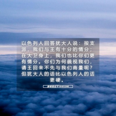 Picture 05 - 撒 母 耳 记 下 19:43 CUVS - 以 色 列 人 回 答 犹 大 人 说 ： 按 - Bible Verse Picture