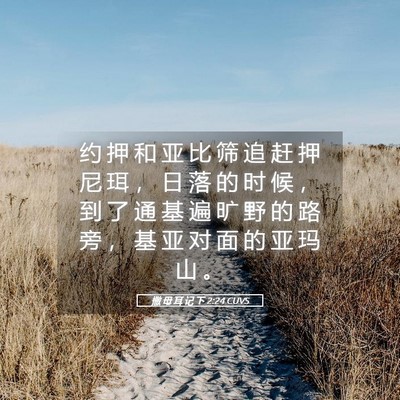 Picture 05 - 撒 母 耳 记 下 2:24 CUVS - 约 押 和 亚 比 筛 追 赶 押 尼 珥 ， - Bible Verse Picture