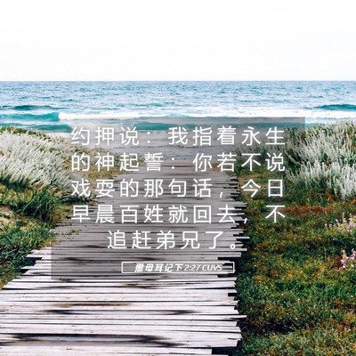 Picture 05 - 撒 母 耳 记 下 2:27 CUVS - 约 押 说 ： 我 指 着 永 生 的 神 起 - Bible Verse Picture