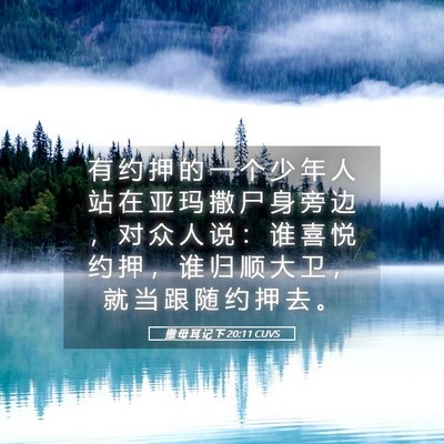 Picture 05 - 撒 母 耳 记 下 20:11 CUVS - 有 约 押 的 一 个 少 年 人 站 在 亚 - Bible Verse Picture