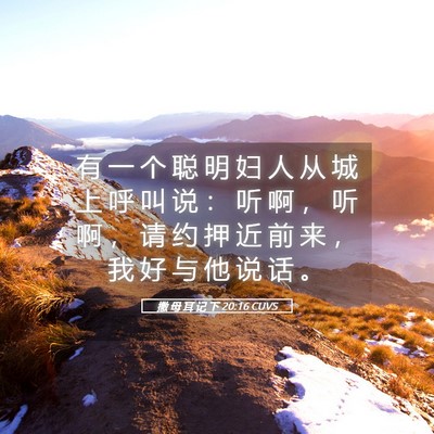 Picture 05 - 撒 母 耳 记 下 20:16 CUVS - 有 一 个 聪 明 妇 人 从 城 上 呼 叫 - Bible Verse Picture