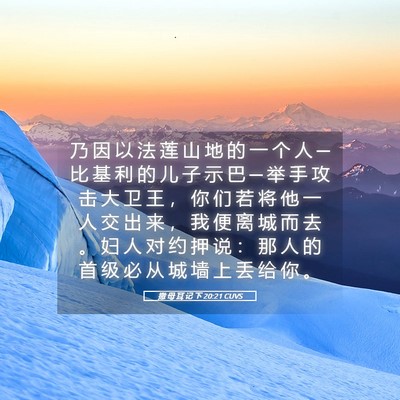Picture 05 - 撒 母 耳 记 下 20:21 CUVS - 乃 因 以 法 莲 山 地 的 一 个 人 ─ - Bible Verse Picture