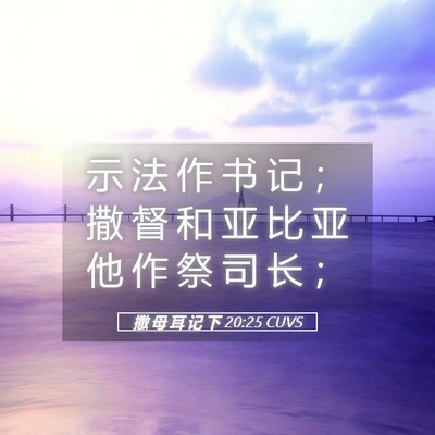Picture 05 - 撒 母 耳 记 下 20:25 CUVS - 示 法 作 书 记 ； 撒 督 和 亚 比 亚 - Bible Verse Picture