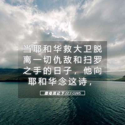 Picture 05 - 撒 母 耳 记 下 22:1 CUVS - 当 耶 和 华 救 大 卫 脱 离 一 切 仇 - Bible Verse Picture