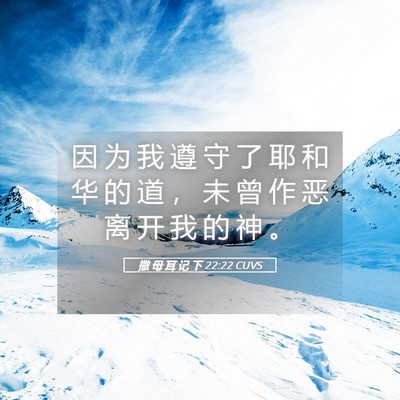Picture 05 - 撒 母 耳 记 下 22:22 CUVS - 因 为 我 遵 守 了 耶 和 华 的 道 ， - Bible Verse Picture