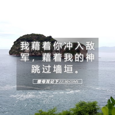 Picture 05 - 撒 母 耳 记 下 22:30 CUVS - 我 藉 着 你 冲 入 敌 军 ， 藉 着 我 - Bible Verse Picture