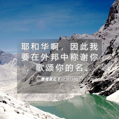 Picture 05 - 撒 母 耳 记 下 22:50 CUVS - 耶 和 华 啊 ， 因 此 我 要 在 外 邦 - Bible Verse Picture