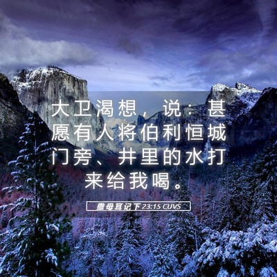 Picture 05 - 撒 母 耳 记 下 23:15 CUVS - 大 卫 渴 想 ， 说 ： 甚 愿 有 人 将 - Bible Verse Picture