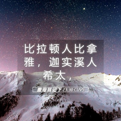 Picture 05 - 撒 母 耳 记 下 23:30 CUVS - 比 拉 顿 人 比 拿 雅 ， 迦 实 溪 人 - Bible Verse Picture