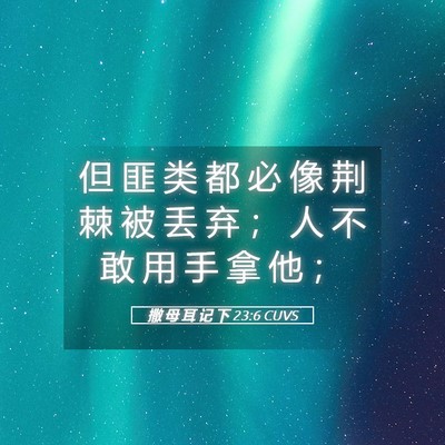 Picture 05 - 撒 母 耳 记 下 23:6 CUVS - 但 匪 类 都 必 像 荆 棘 被 丢 弃 ； - Bible Verse Picture