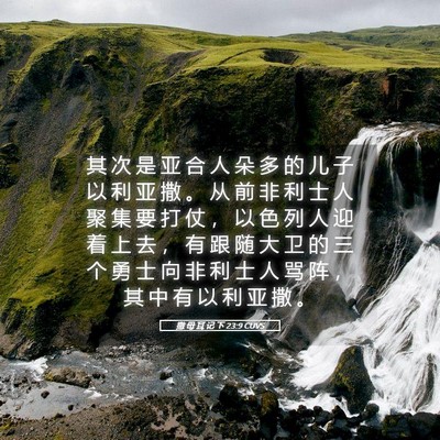 Picture 05 - 撒 母 耳 记 下 23:9 CUVS - 其 次 是 亚 合 人 朵 多 的 儿 子 以 - Bible Verse Picture