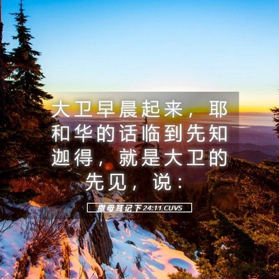 Picture 05 - 撒 母 耳 记 下 24:11 CUVS - 大 卫 早 晨 起 来 ， 耶 和 华 的 话 - Bible Verse Picture