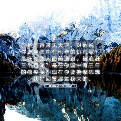 Picture 05 - 撒 母 耳 记 下 24:13 CUVS - 於 是 迦 得 来 见 大 卫 ， 对 他 说 - Bible Verse Picture