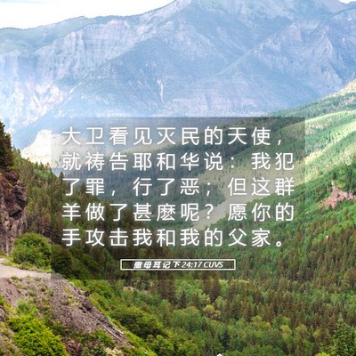 Picture 05 - 撒 母 耳 记 下 24:17 CUVS - 大 卫 看 见 灭 民 的 天 使 ， 就 祷 - Bible Verse Picture