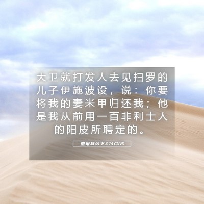 Picture 05 - 撒 母 耳 记 下 3:14 CUVS - 大 卫 就 打 发 人 去 见 扫 罗 的 儿 - Bible Verse Picture
