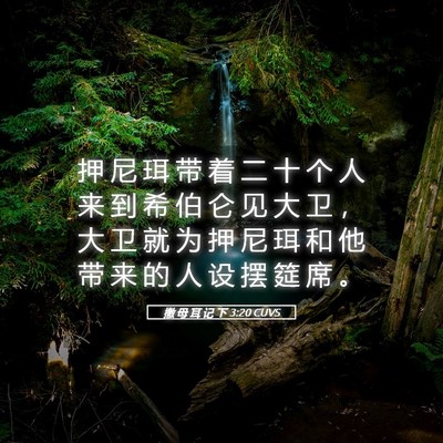 Picture 05 - 撒 母 耳 记 下 3:20 CUVS - 押 尼 珥 带 着 二 十 个 人 来 到 希 - Bible Verse Picture