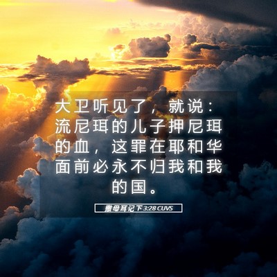 Picture 05 - 撒 母 耳 记 下 3:28 CUVS - 大 卫 听 见 了 ， 就 说 ： 流 尼 珥 - Bible Verse Picture