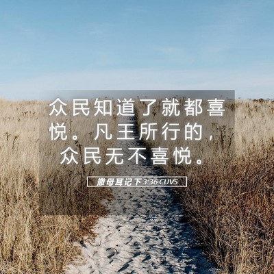 Picture 05 - 撒 母 耳 记 下 3:36 CUVS - 众 民 知 道 了 就 都 喜 悦 。 凡 王 - Bible Verse Picture