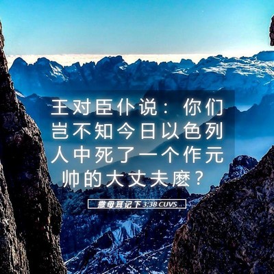 Picture 05 - 撒 母 耳 记 下 3:38 CUVS - 王 对 臣 仆 说 ： 你 们 岂 不 知 今 - Bible Verse Picture
