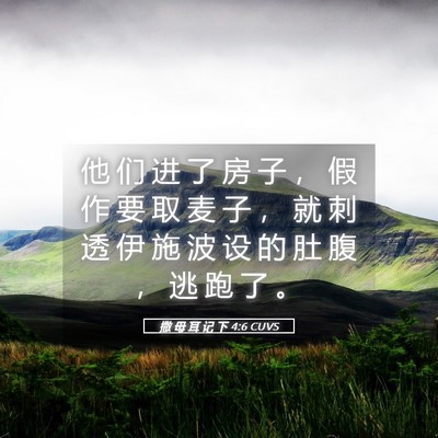 Picture 05 - 撒 母 耳 记 下 4:6 CUVS - 他 们 进 了 房 子 ， 假 作 要 取 麦 - Bible Verse Picture