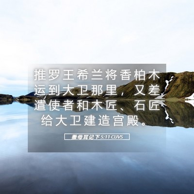 Picture 05 - 撒 母 耳 记 下 5:11 CUVS - 推 罗 王 希 兰 将 香 柏 木 运 到 大 - Bible Verse Picture