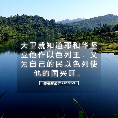 Picture 05 - 撒 母 耳 记 下 5:12 CUVS - 大 卫 就 知 道 耶 和 华 坚 立 他 作 - Bible Verse Picture