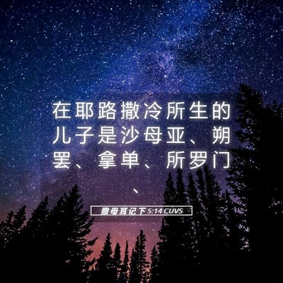 Picture 05 - 撒 母 耳 记 下 5:14 CUVS - 在 耶 路 撒 冷 所 生 的 儿 子 是 沙 - Bible Verse Picture
