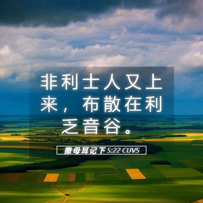 Picture 05 - 撒 母 耳 记 下 5:22 CUVS - 非 利 士 人 又 上 来 ， 布 散 在 利 - Bible Verse Picture