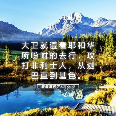 Picture 05 - 撒 母 耳 记 下 5:25 CUVS - 大 卫 就 遵 着 耶 和 华 所 吩 咐 的 - Bible Verse Picture