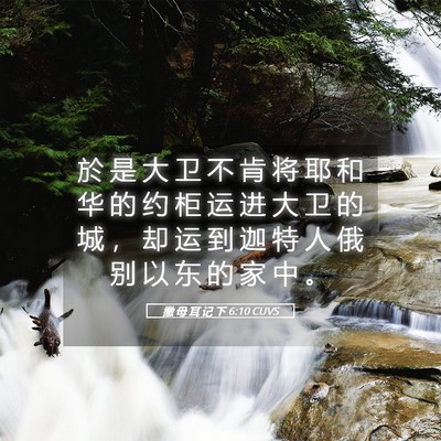 Picture 05 - 撒 母 耳 记 下 6:10 CUVS - 於 是 大 卫 不 肯 将 耶 和 华 的 约 - Bible Verse Picture